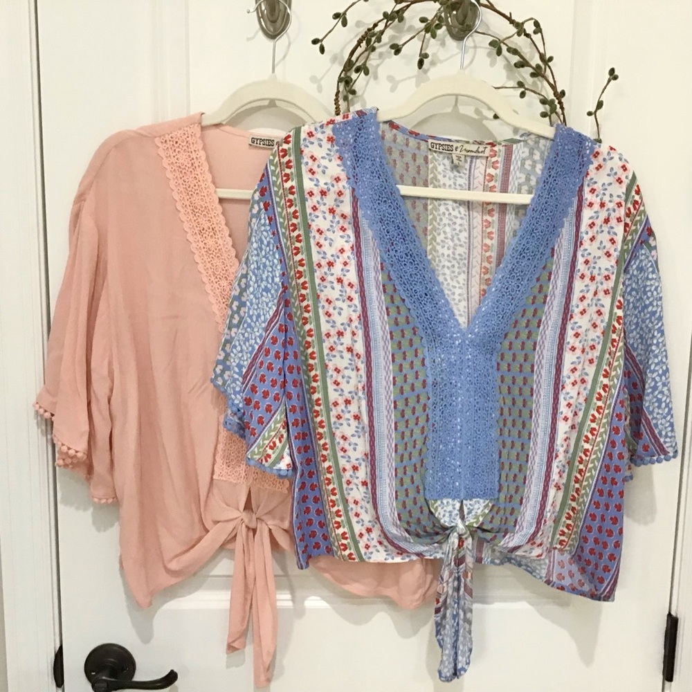Gypsies and Moondust Tie-Front Top Bundle of 2 Size L, EUC